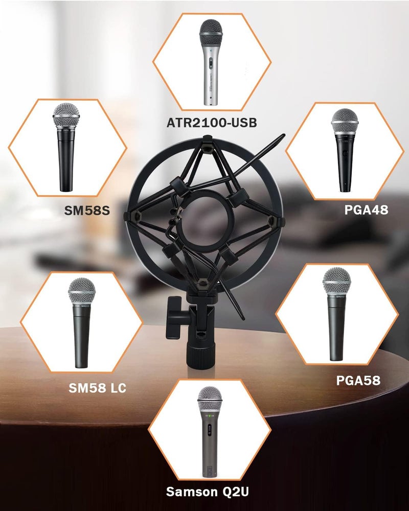 boseen Microphone Shock Mount Mic Holder For Samson Q2U SM58 ATR2100-USB Behringer Xm8500, Mic Clip Holder Mount for Diameter 28mm-32mm Dynamic Microphone Like AT2005-USB PGA48 PGA58, Boseen - Image 2